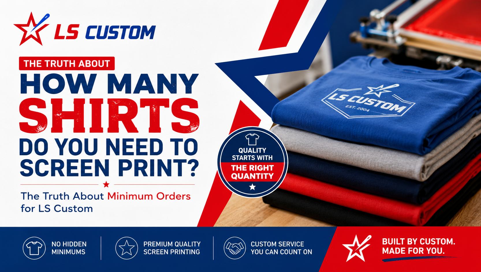 Custom screen printing order being prepared for production