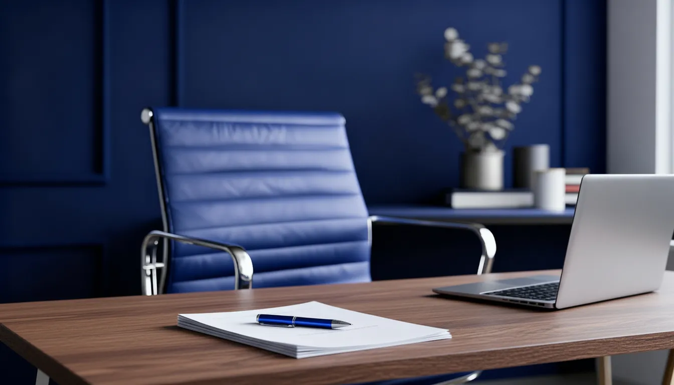 Bureau avec ordinateur portable et documents, simulateur de valorisation d'entreprise par les multiples d'EBE