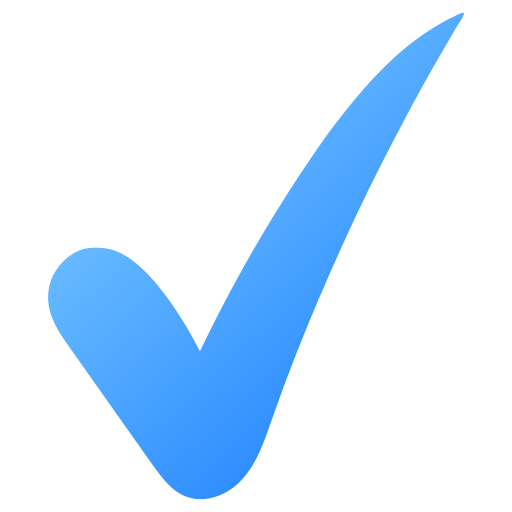 파란색 그라데이션 체크 표시 아이콘.