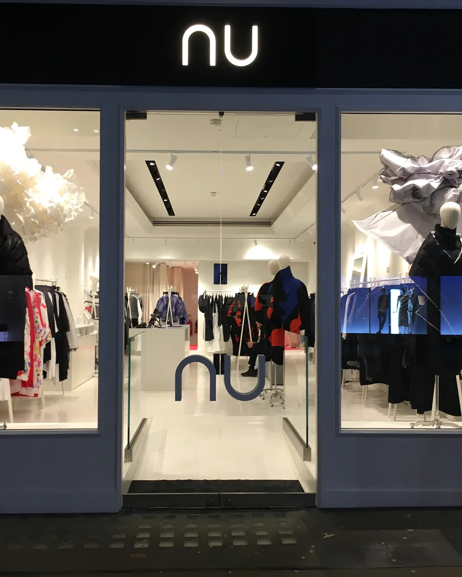 NU · King’s Road · Illuminated shopfront and glazed entrance