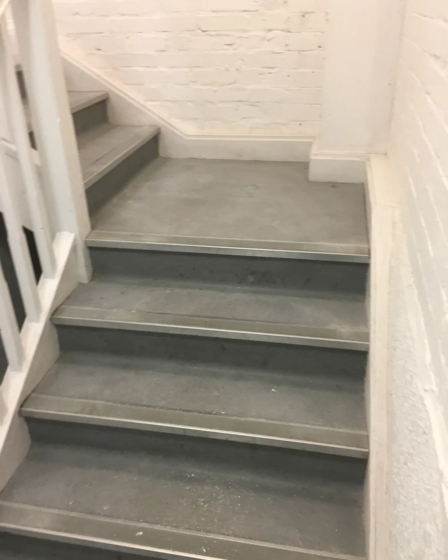 NU · King’s Road · Stair treads during installation — installation photographs