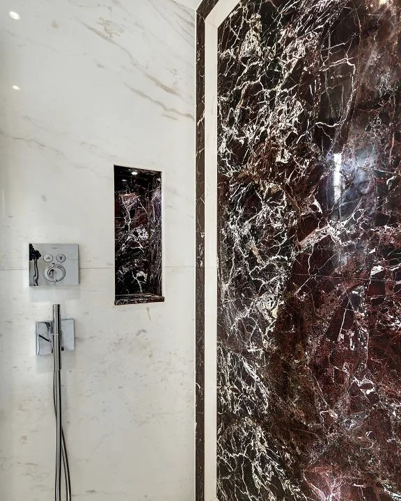 Marble & stone · Stone panel and shower controls