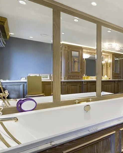 Marble & stone · Bath surround and fitted cabinetry