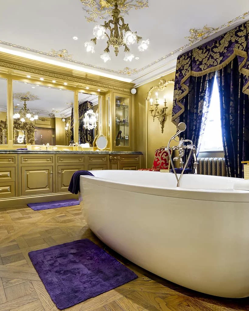 Marble & stone · Freestanding bath and stone floor