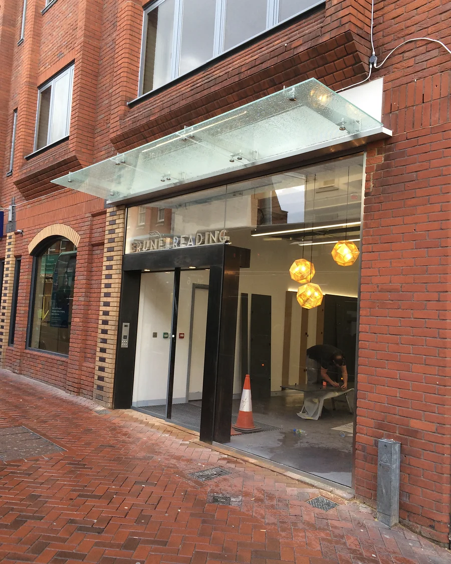 Glass details · Glass canopy above an entrance