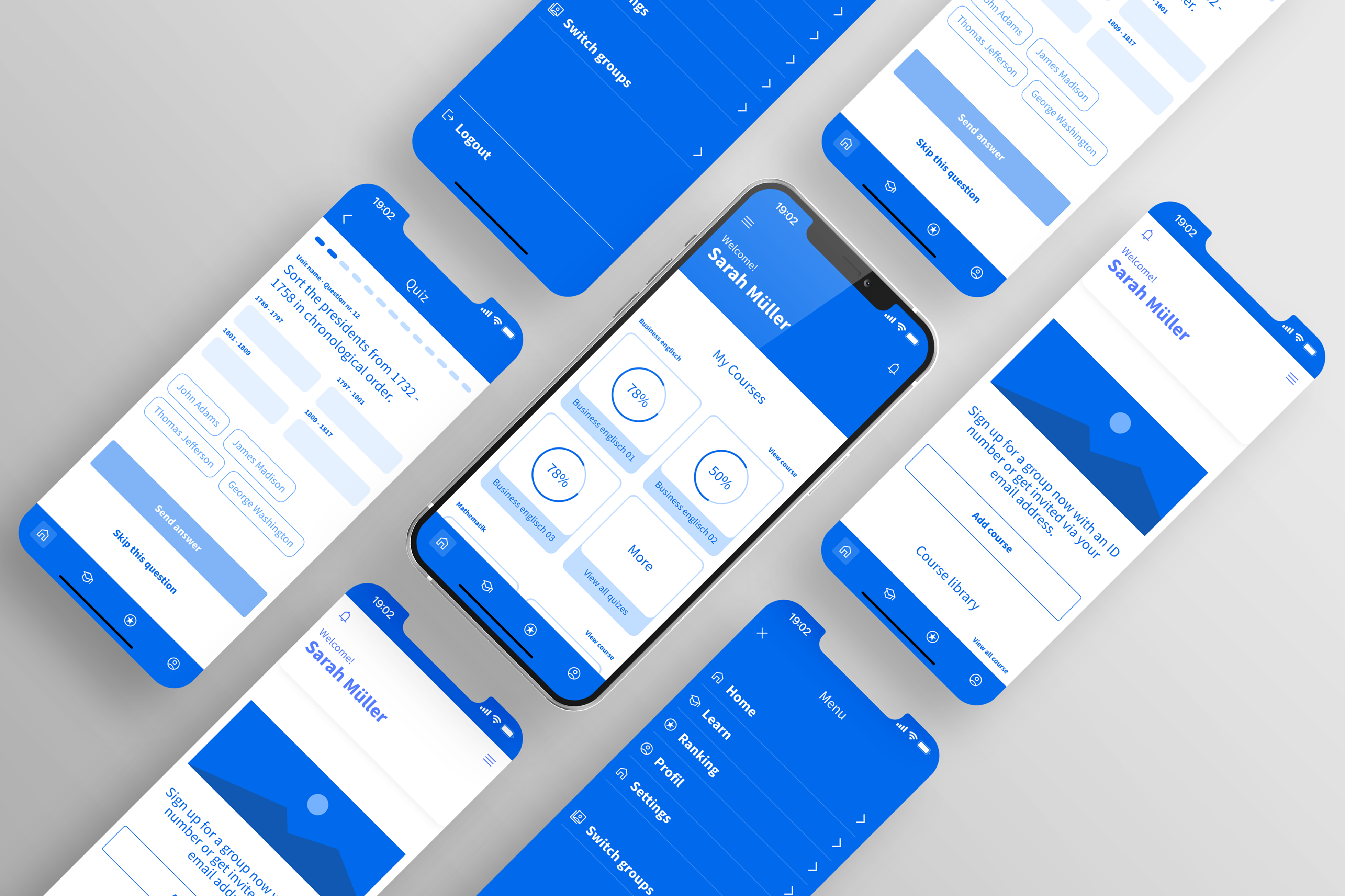 UX Wireframes und Mobile App Design für Quizzit E-Learning Plattform – Research, Prototyping und UI Design in Figma