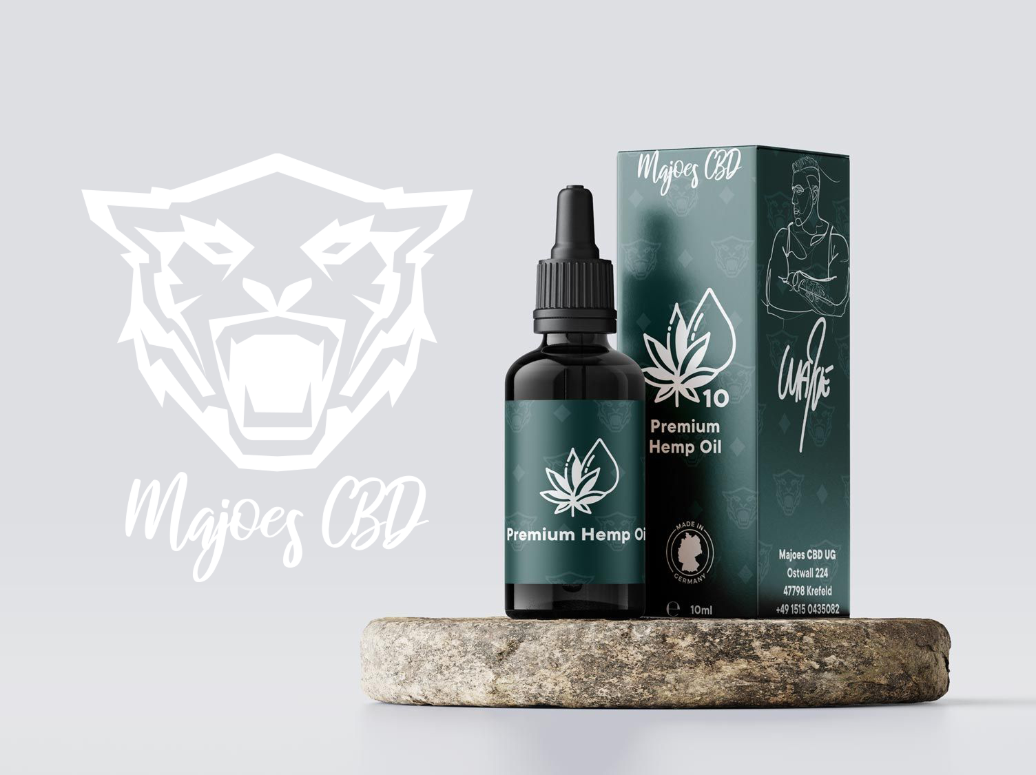 Produktdesign und Branding für CBD Öl Marke Majo – Packaging Design und visuelle Markenidentität