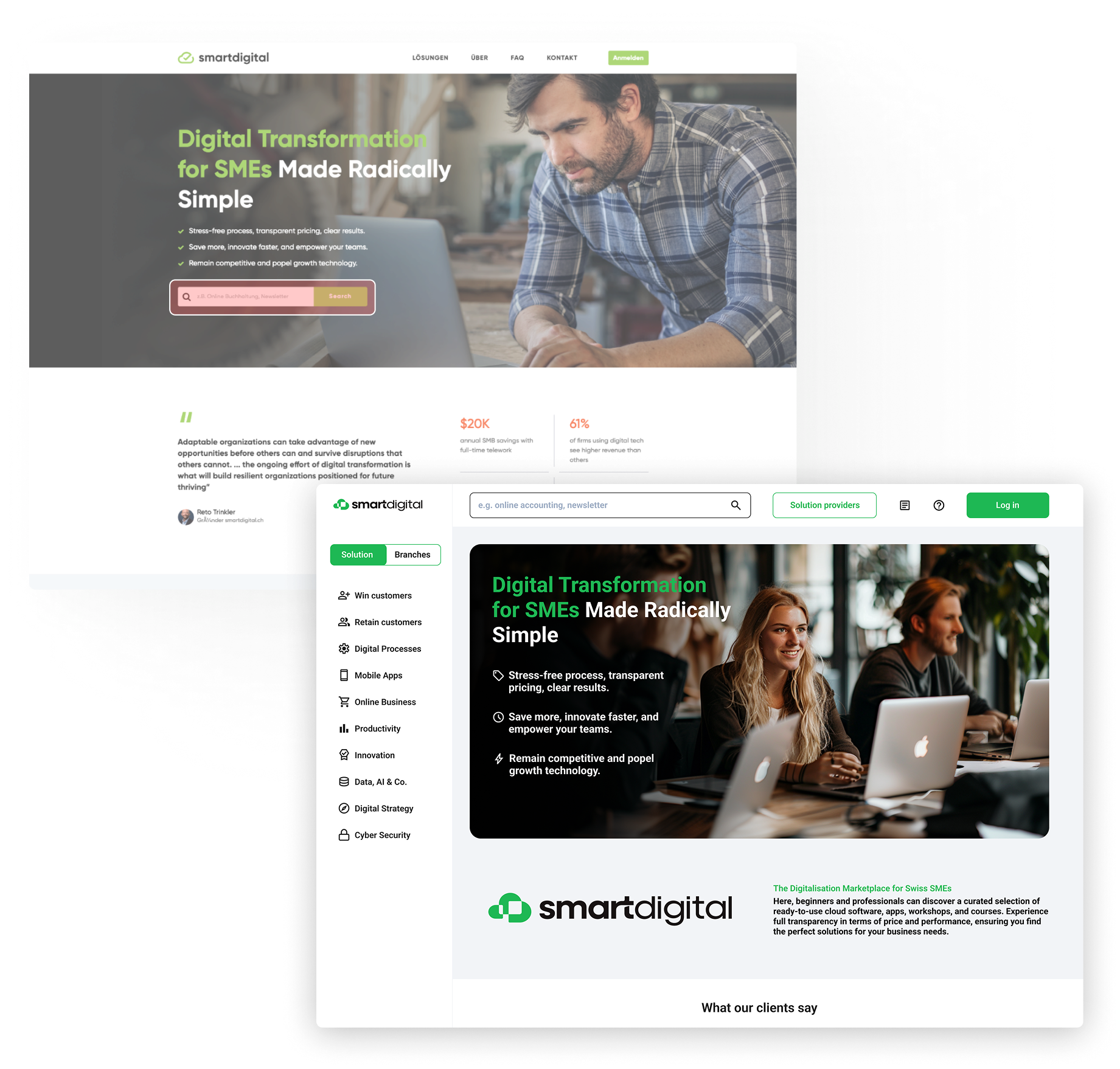 Redesign einer bestehenden Anwendung - Vorher nacher bild