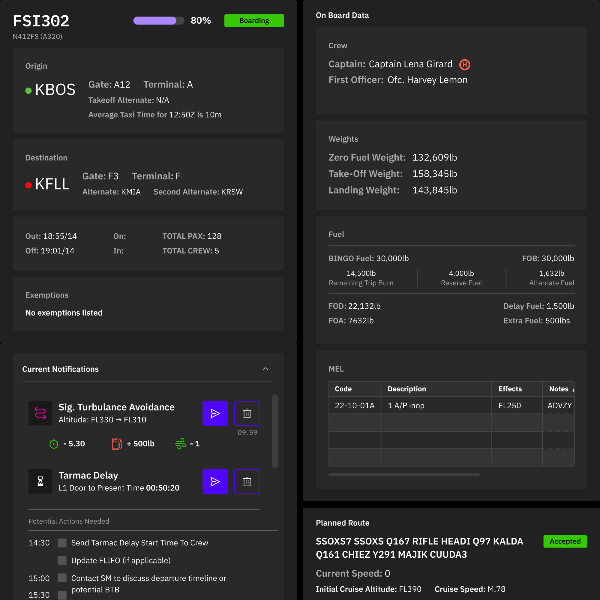 Flight monitoring page by Flight Science