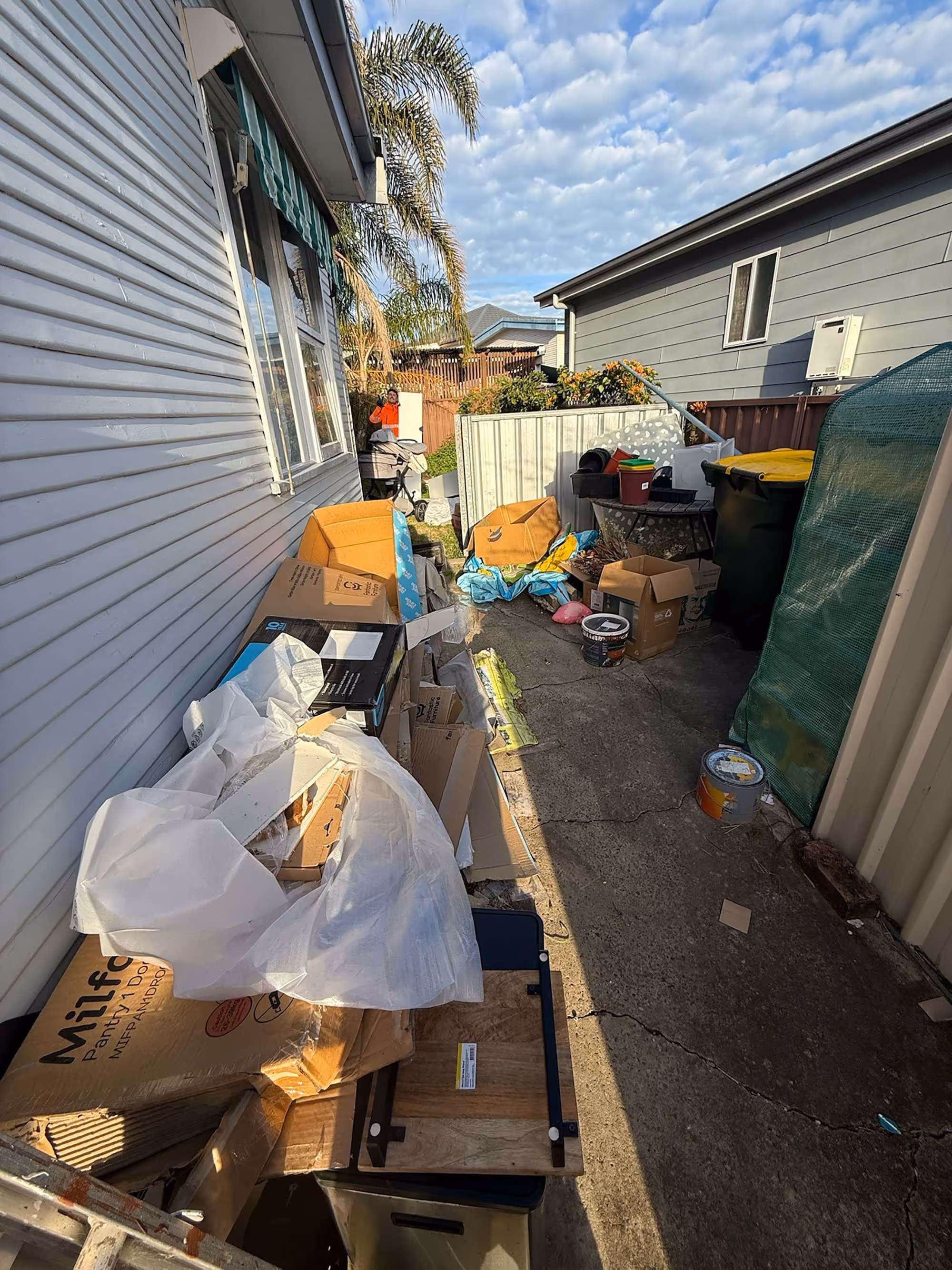 messy junk filled garden