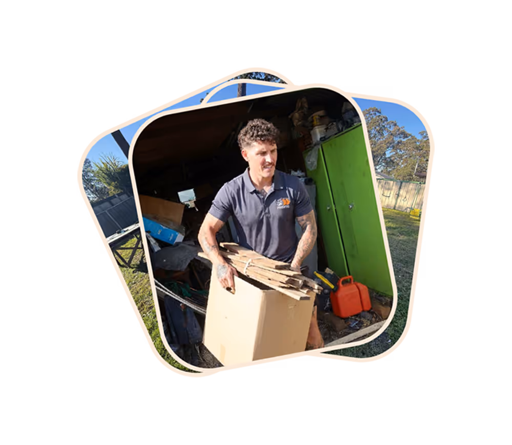 Cody the founder of the pronto junk team removing junk from a garage