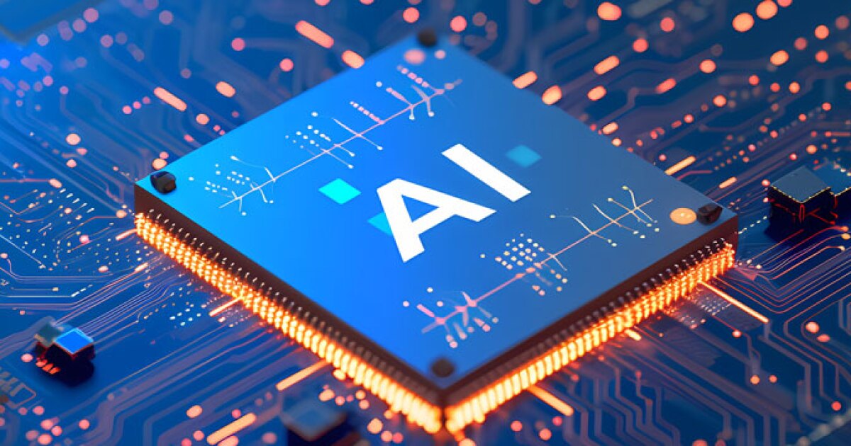 An AI chip on a circuit board