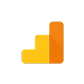 Google Analytics logo with stylized orange bar chart design.