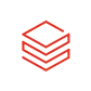 Icon of three stacked layers forming a hexagonal shape with an orange outline.