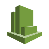 Green 3D stylized building blocks resembling a cloud service logo.