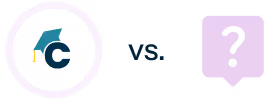 Comparison graphic showing a graduation cap icon with a 'C' on the left and a question mark in a speech bubble on the right, separated by 'vs.' text.