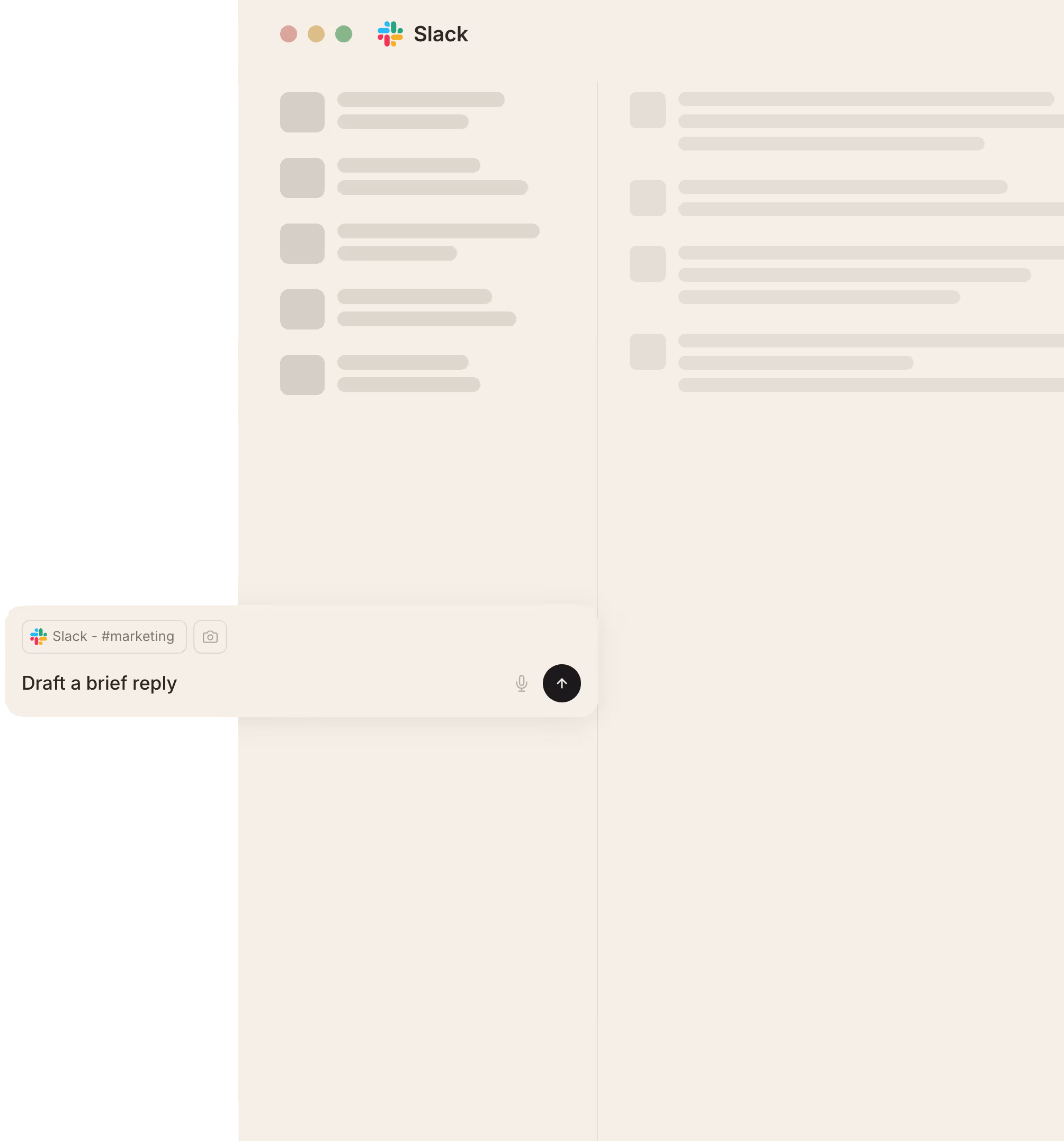 Hummingbird being used with Slack