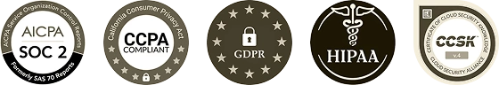 SOC 2, HIPAA, GDPR and other compliance badges