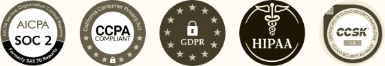 SOC 2, HIPAA, GDPR and other compliance badges