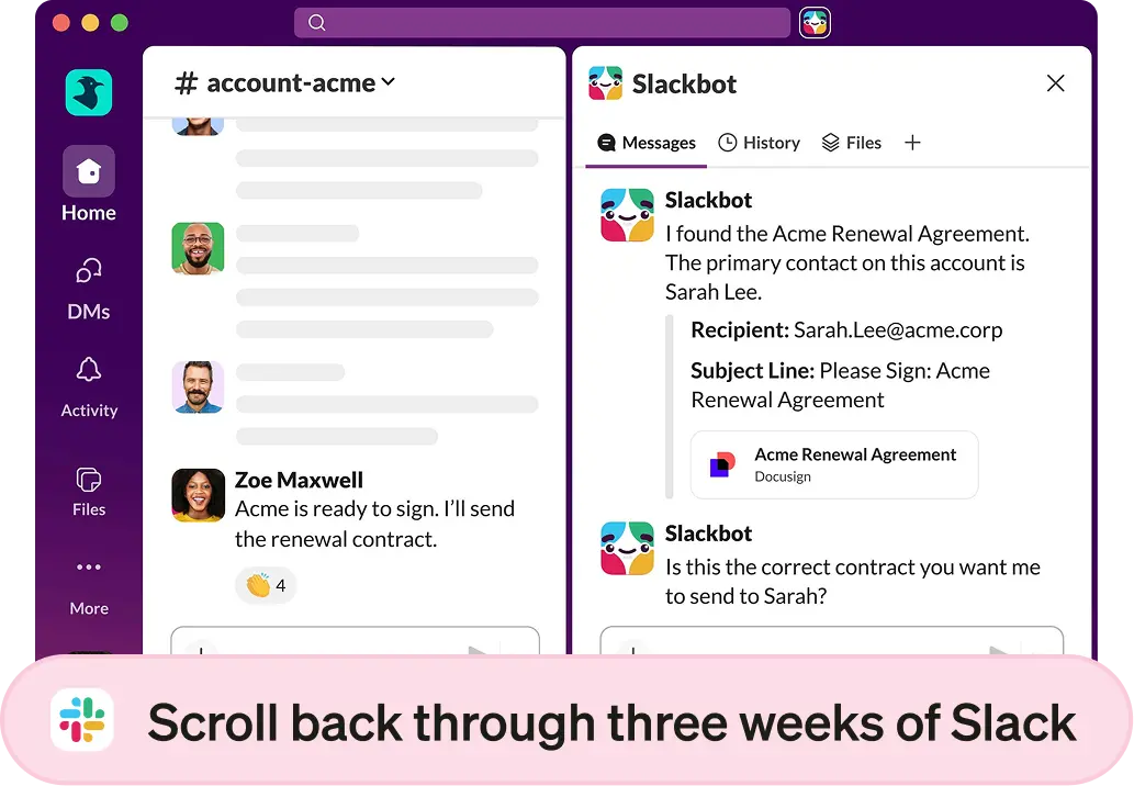Scrolling back through Slack