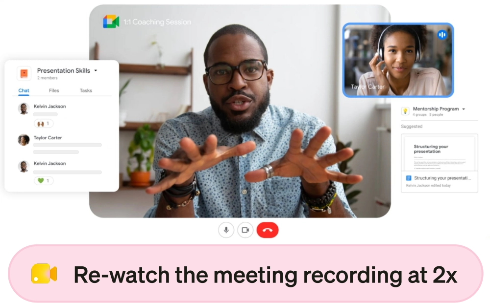A meeting recording playing back