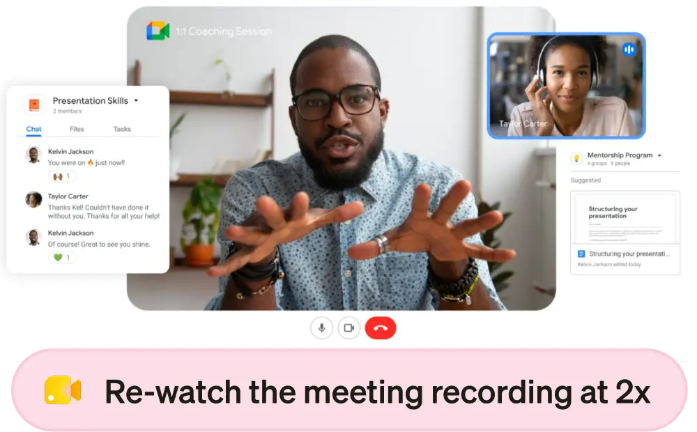 A meeting recording playing back