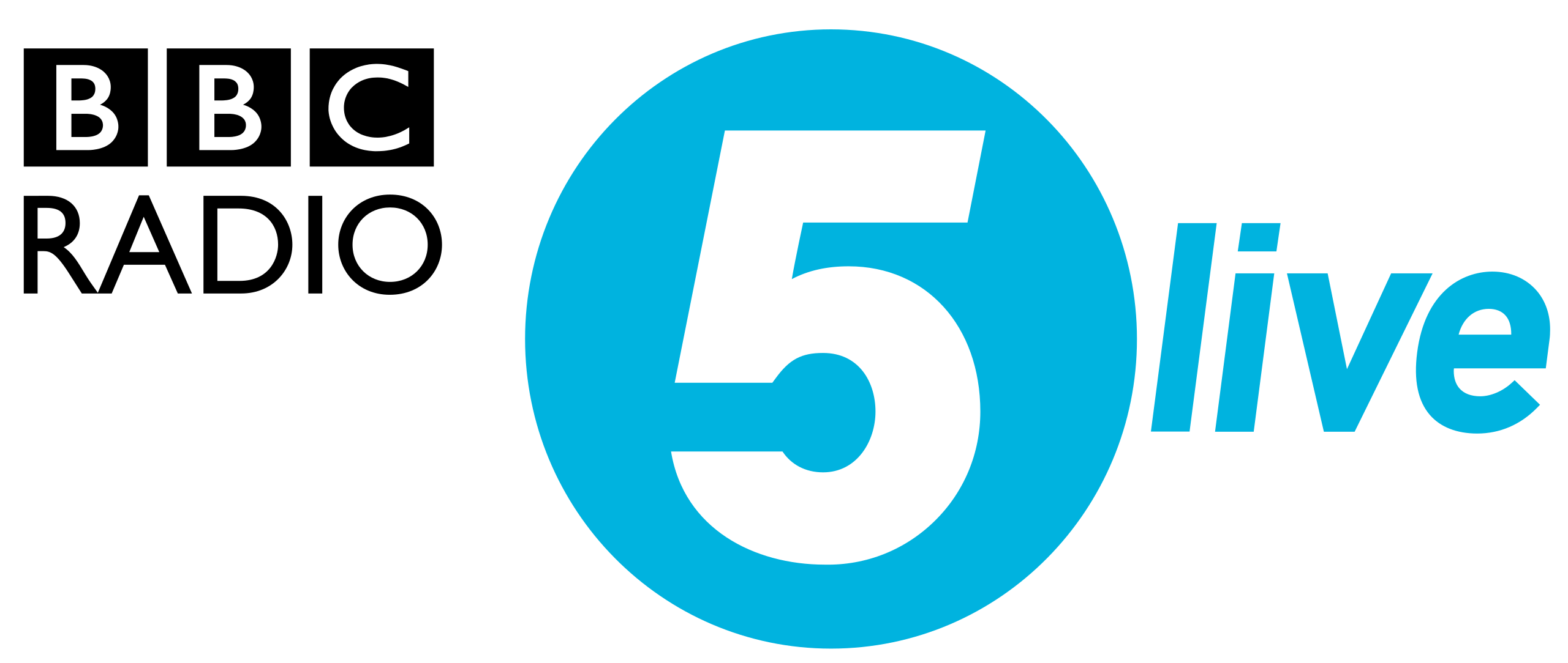 BBC Radio 5 Live logo with a white number 5 inside a blue circle and the word 'live' in blue lowercase letters.