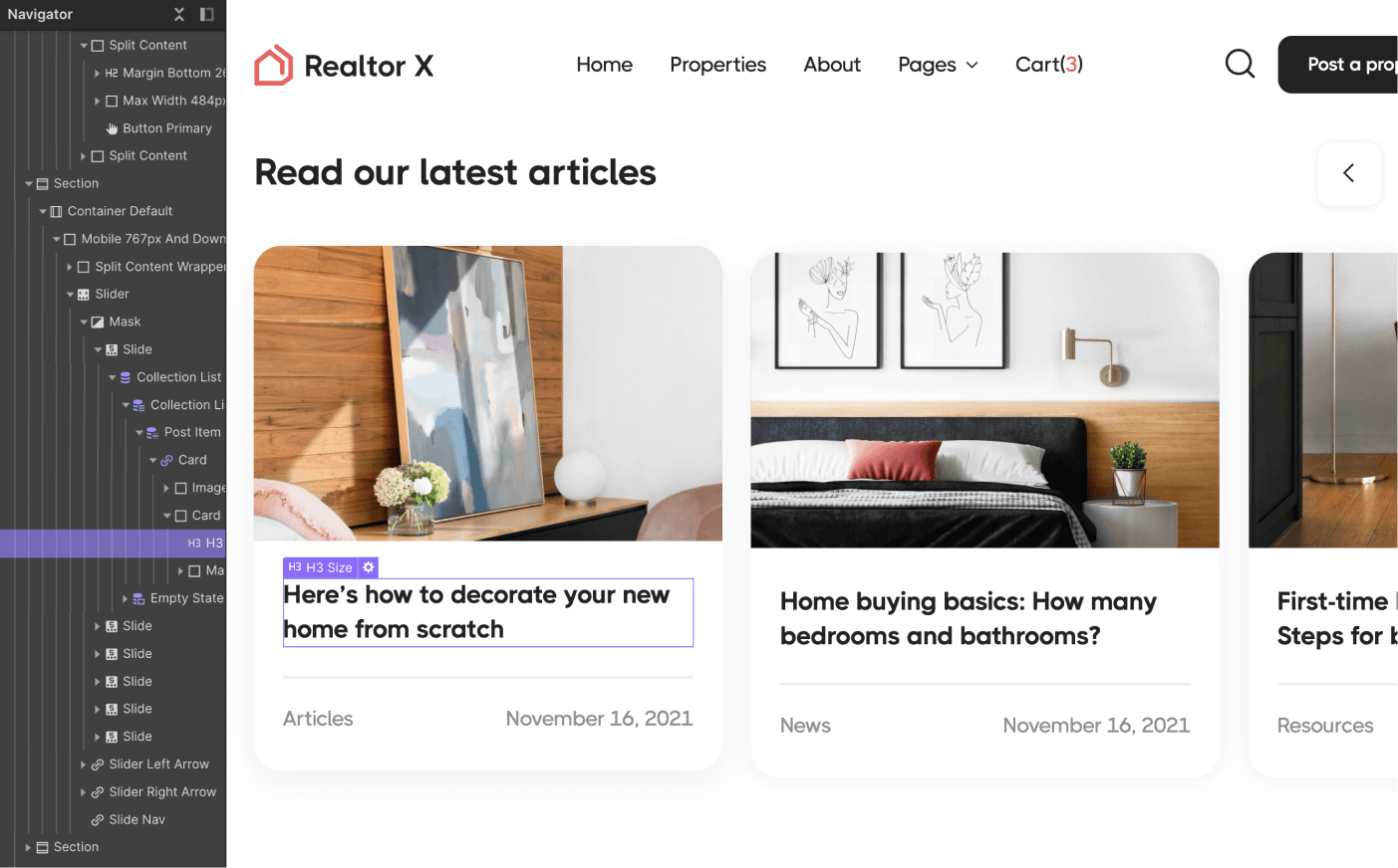 Dynamic Content CMS - Realtor X Webflow Template