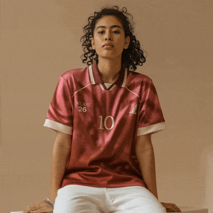 Girl modeling a jersey