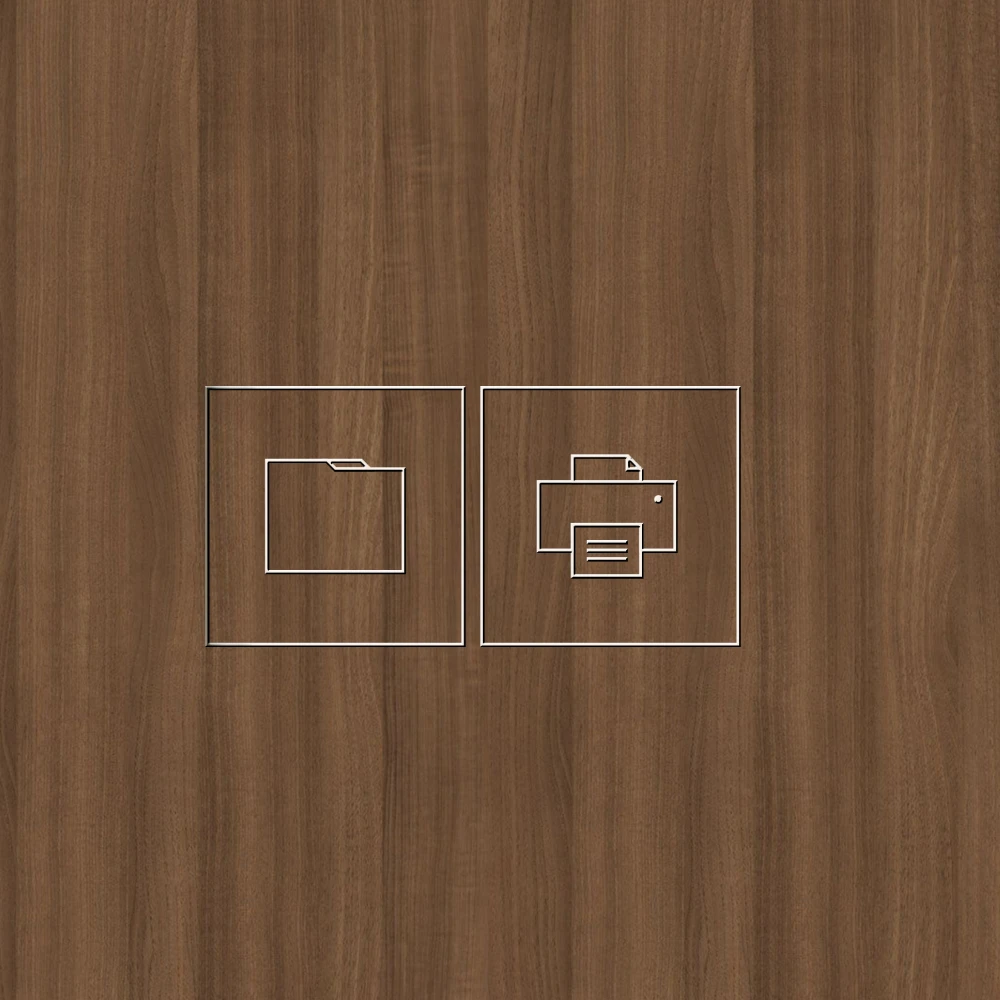 Minimalist, square-framed pictograms
