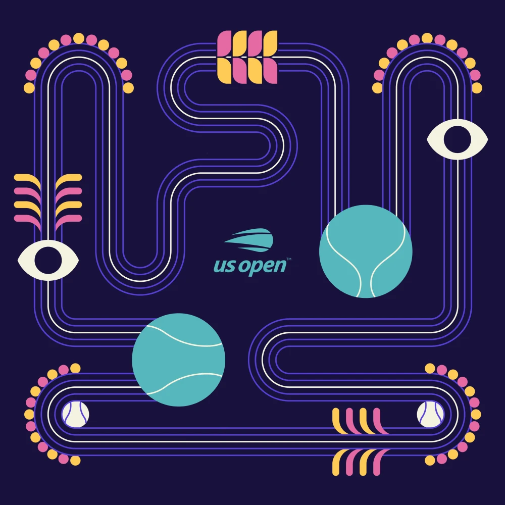 Graphic poster for the US Open with illustrations