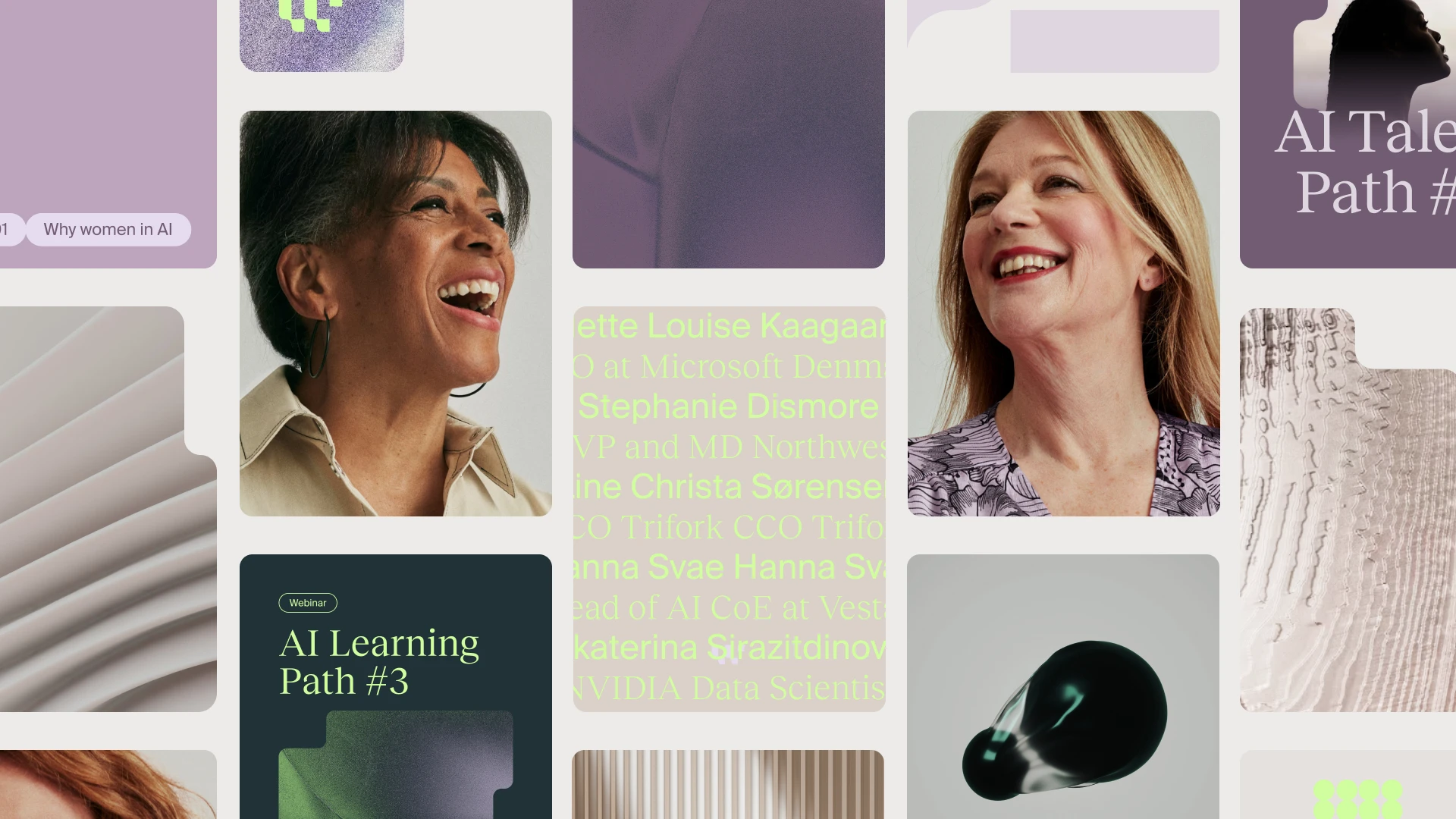A grid collage of diverse design elements from CWAI
