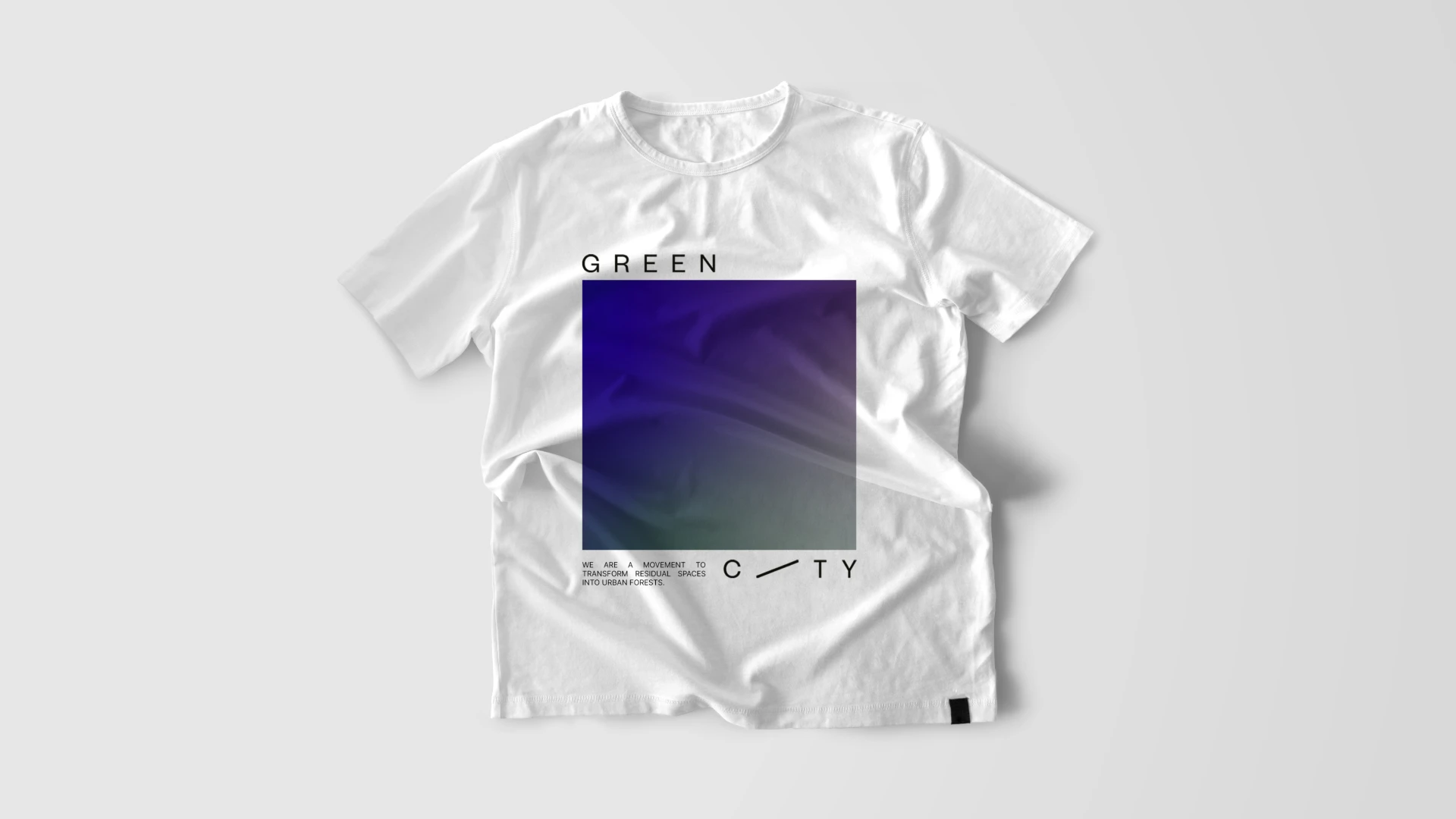 Shirt featuring a gradient and the green city logo with text