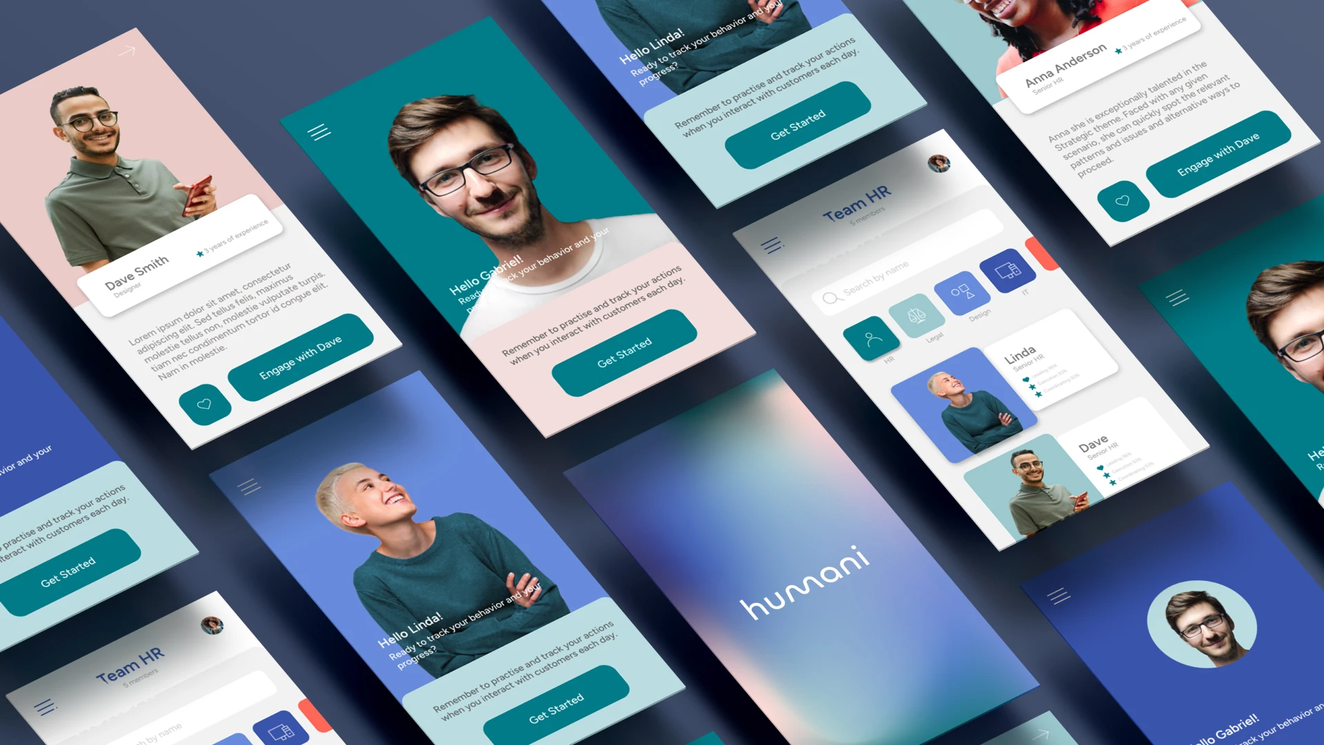 Mobile screens for humani app