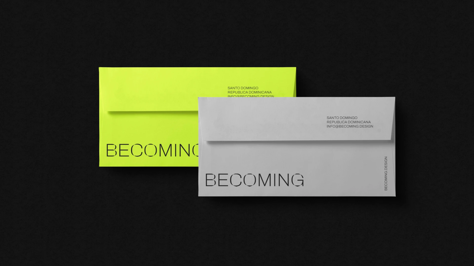 envelope design for Becoming, an architecture studio in Dominican Republic
