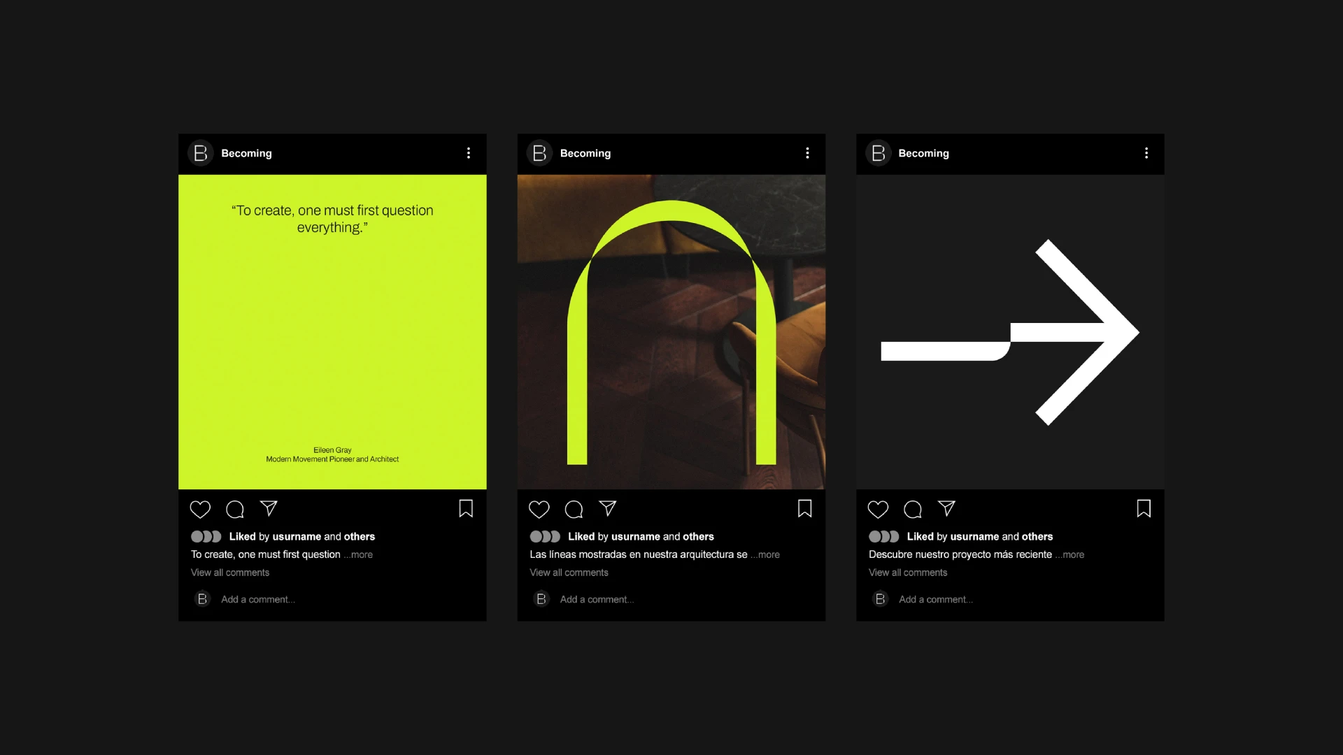 Instagram post for Becoming, an architecture studio in Dominican Republic