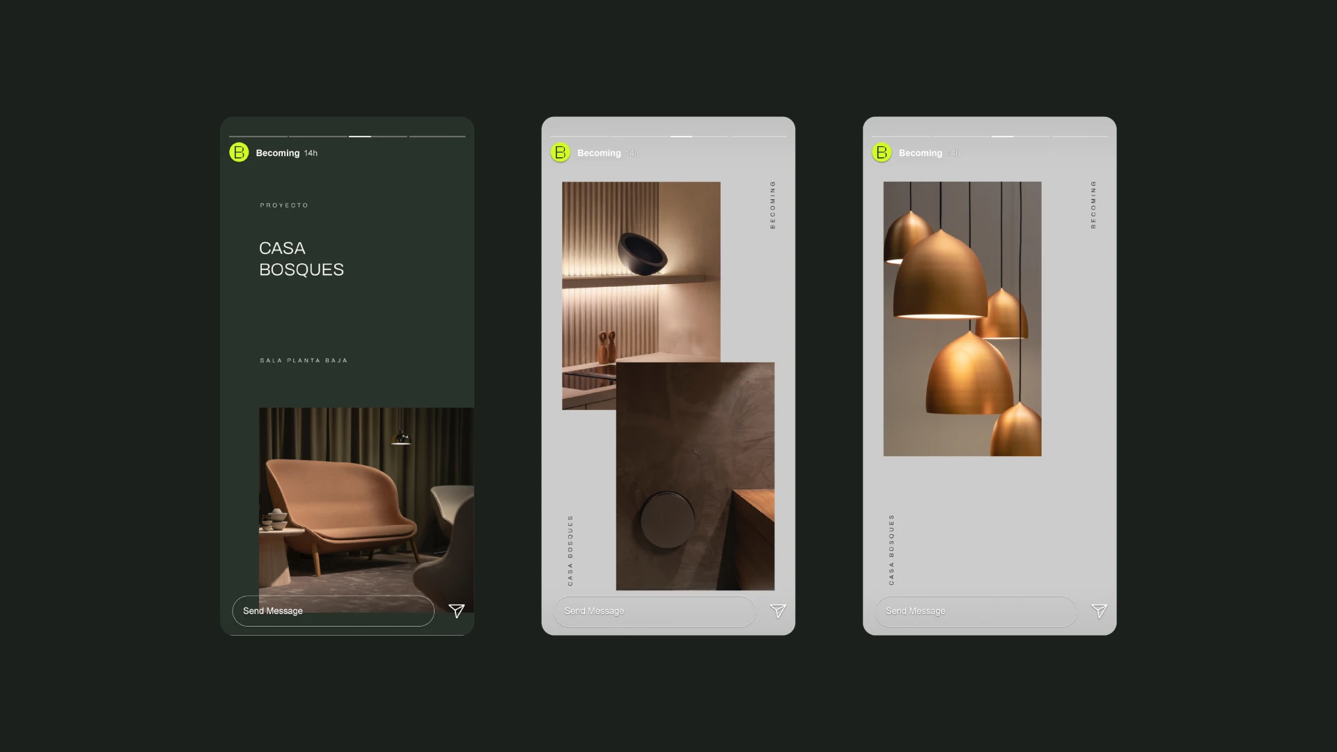 Instagram stories for Becoming, an architecture studio in Dominican Republic