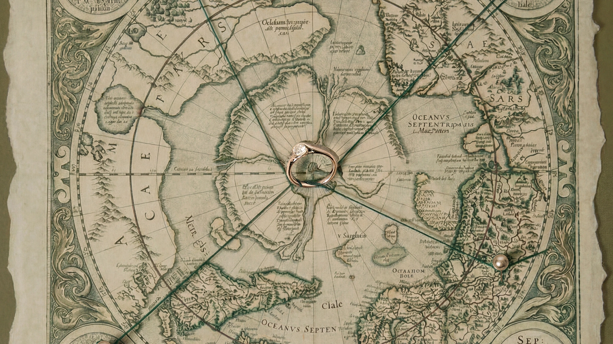 ring on a vintage map