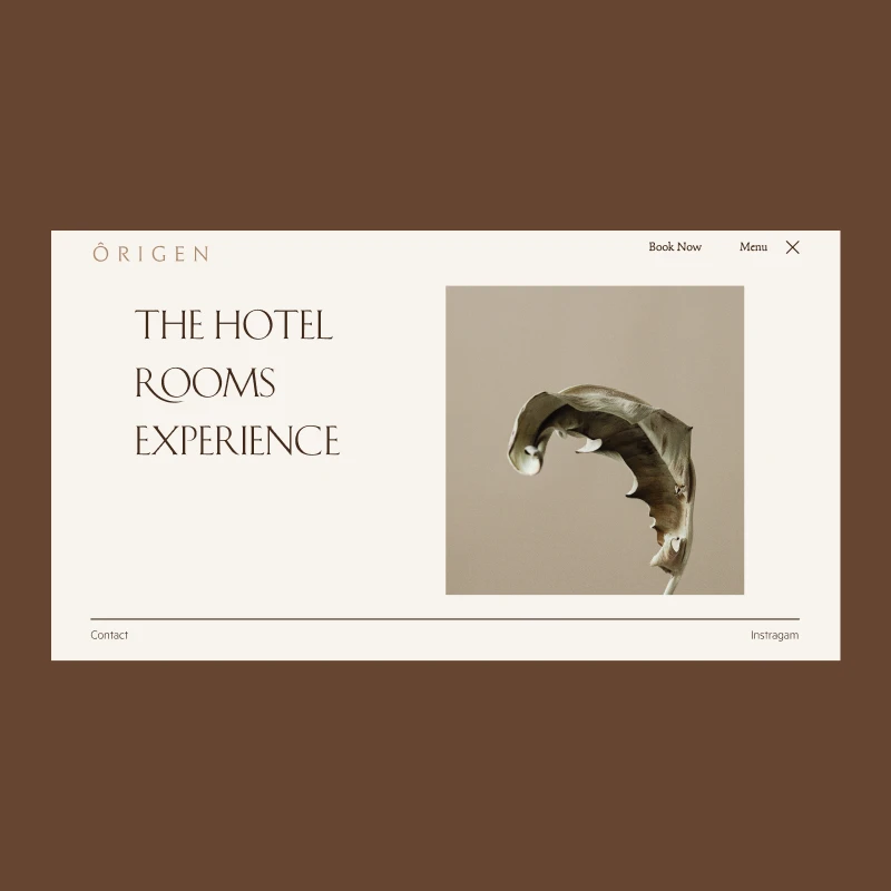 Hotel Origen web menu page exploration