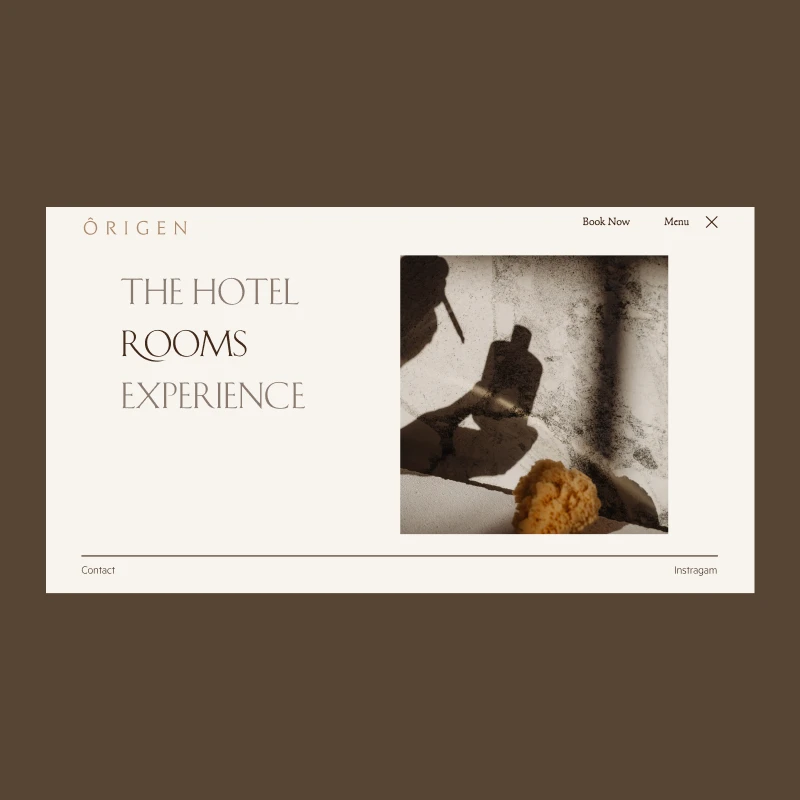 Hotel Origen web menu page exploration