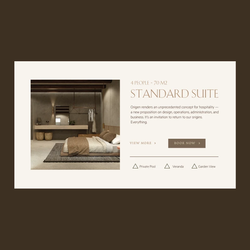 Hotel Origen rooms page exploration