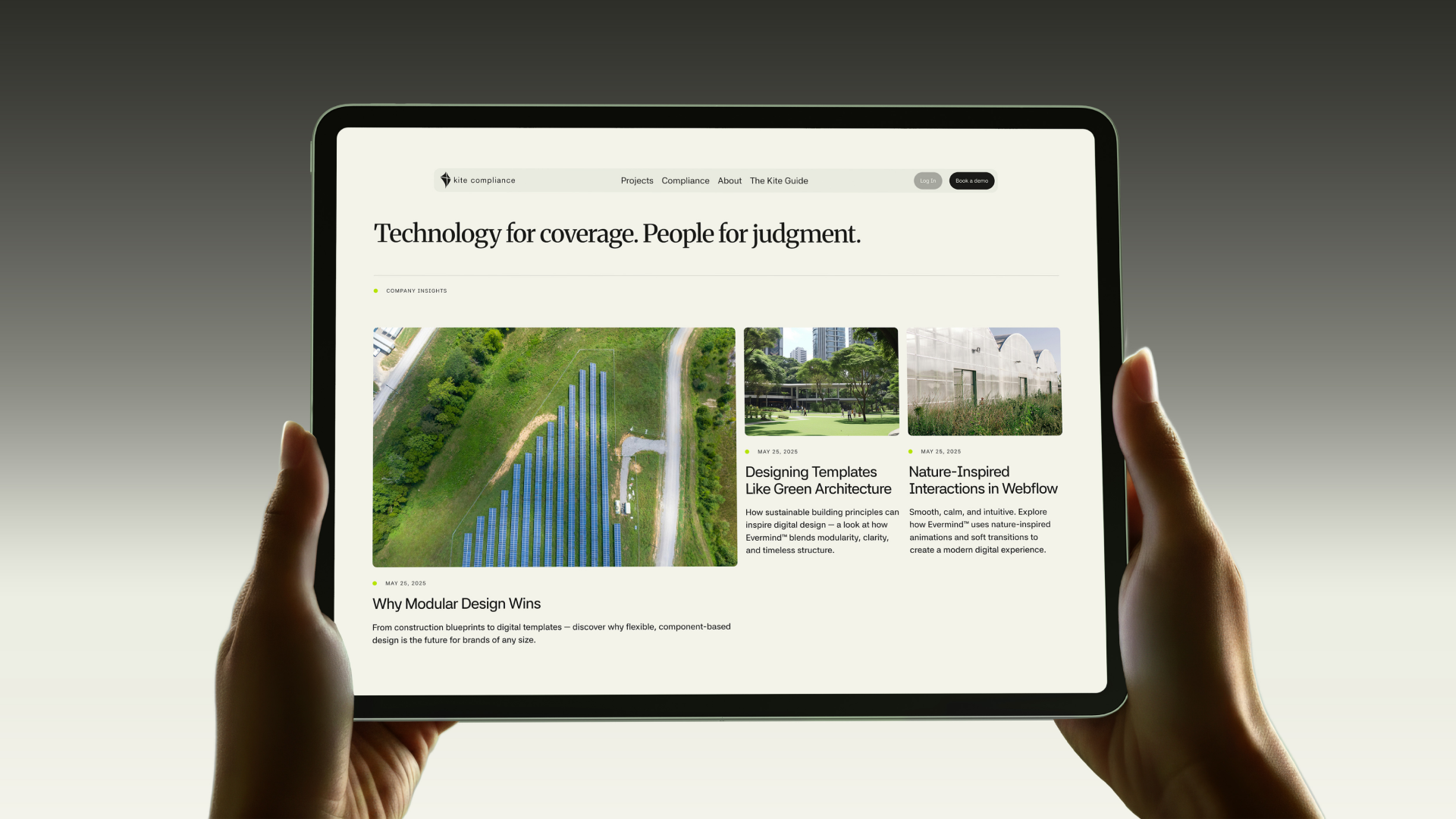 Kite Compliance web tablet view