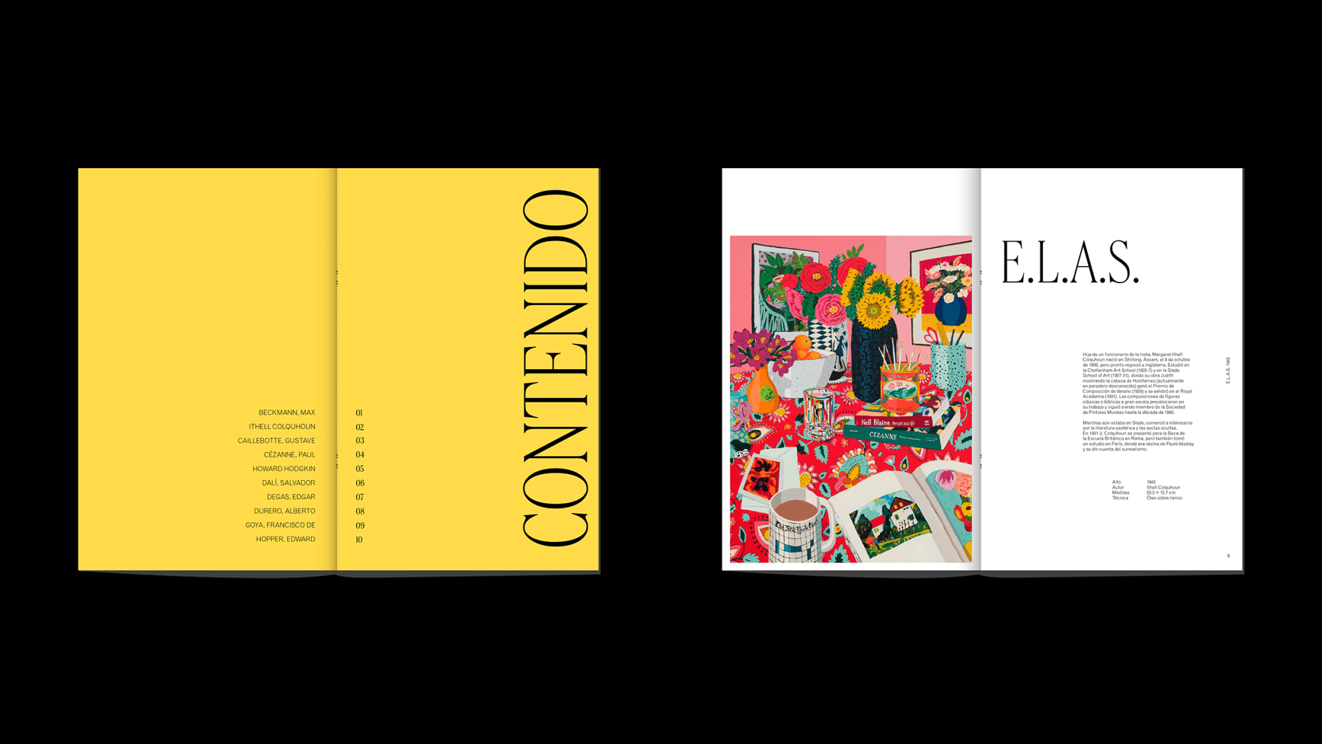 Graphic design posters for Casa Salazar art dealer featuring bold yellow backgrounds and contemporary artistic layouts