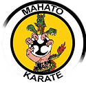 Mahato Karate logo featuring a clenched fist with a karate belt, surrounded by a yellow circle and black text.