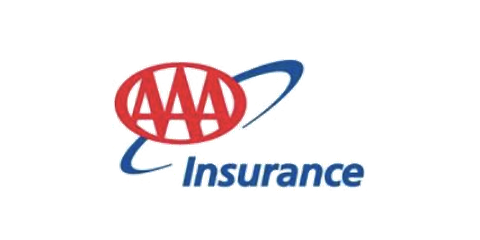 AAA Insurance logo with red AAA letters inside an oval and blue swoosh above the word Insurance.