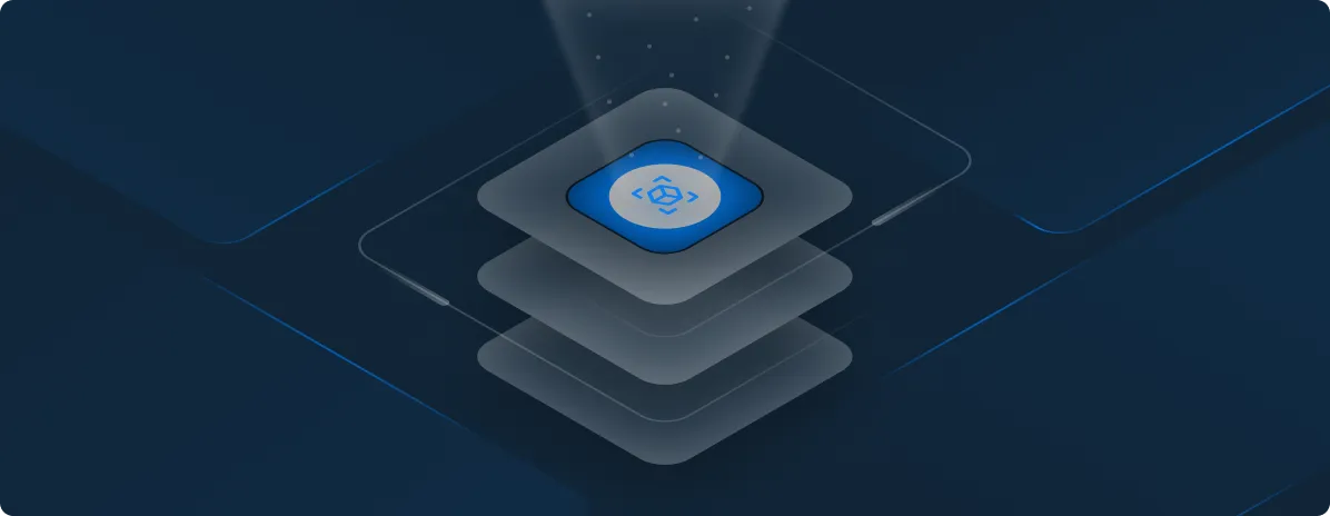 A blue square with a light on it.