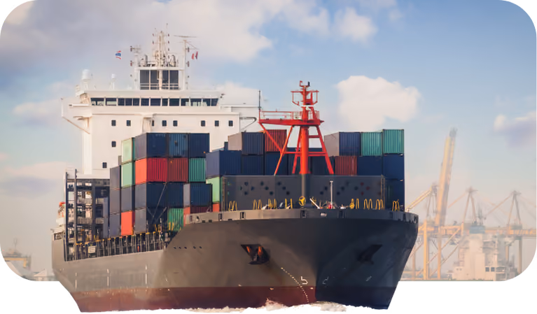 A ship carrying containers and shipments