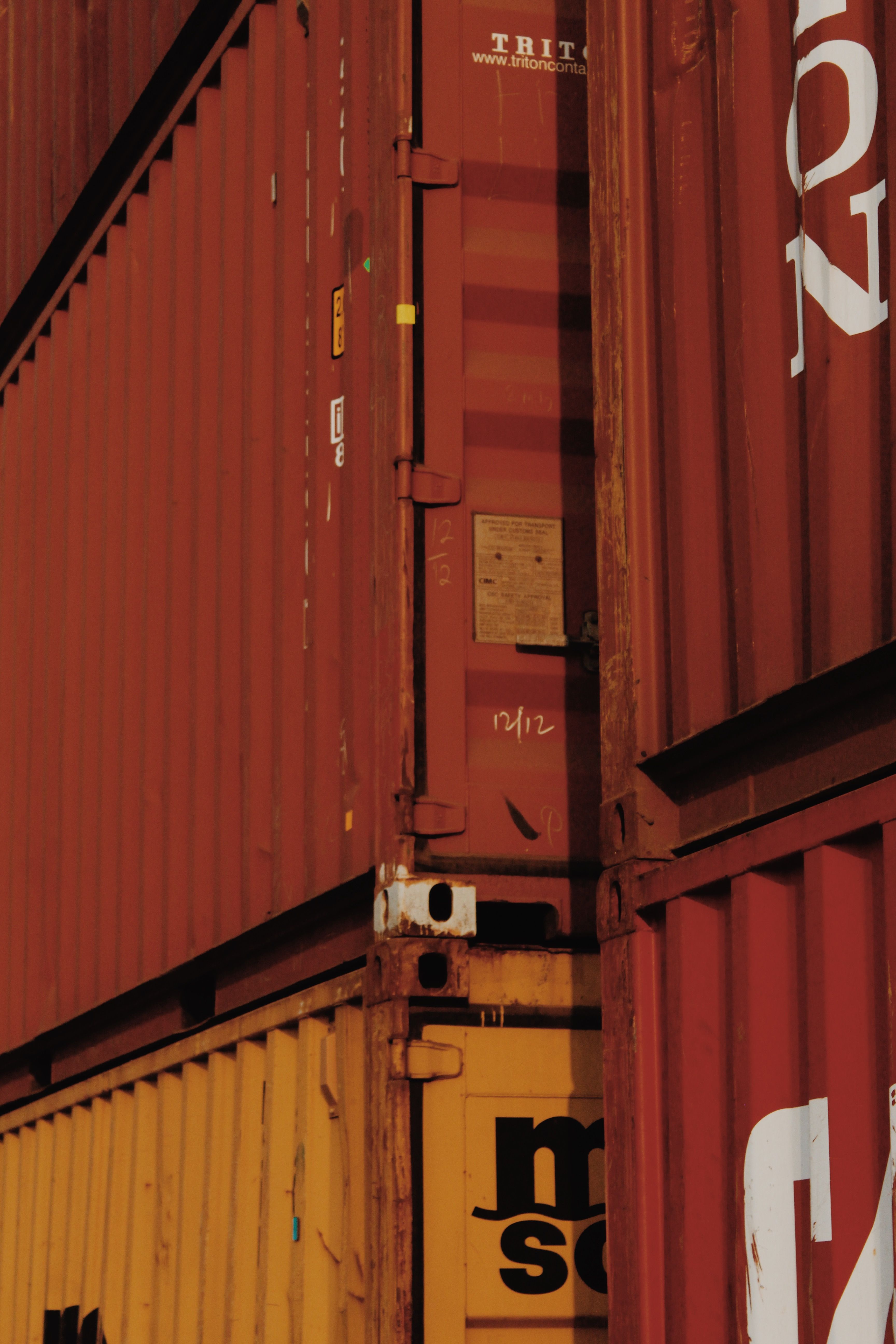 Stacked cargo containers at a consolidation yard
