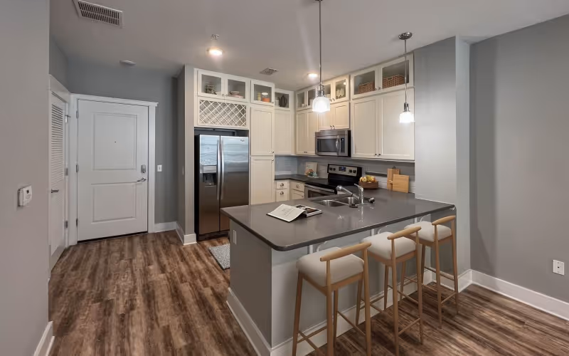 Custom kitchen cabinets with built-in wine racks