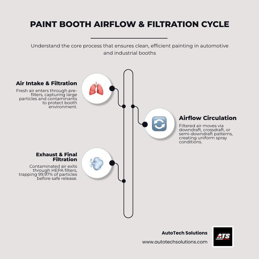 Paint booth types, airflow configurations, and filtration cycle comparison infographic - Paint booth experts Michigan Paint booth types, airflow configurations, and filtration cycle comparison infographic - Paint booth experts Michigan